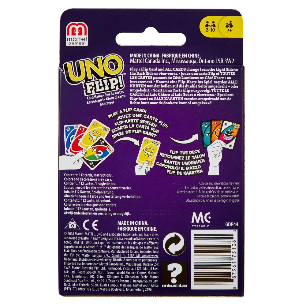 Mattel Games UNO FLIP! Family Card Game for Adults, Teens & Kids, Double-sided Deck with Special Flip Card, 112 Cards, 7 Year Old and Up, ‎GDR44 - Image 4