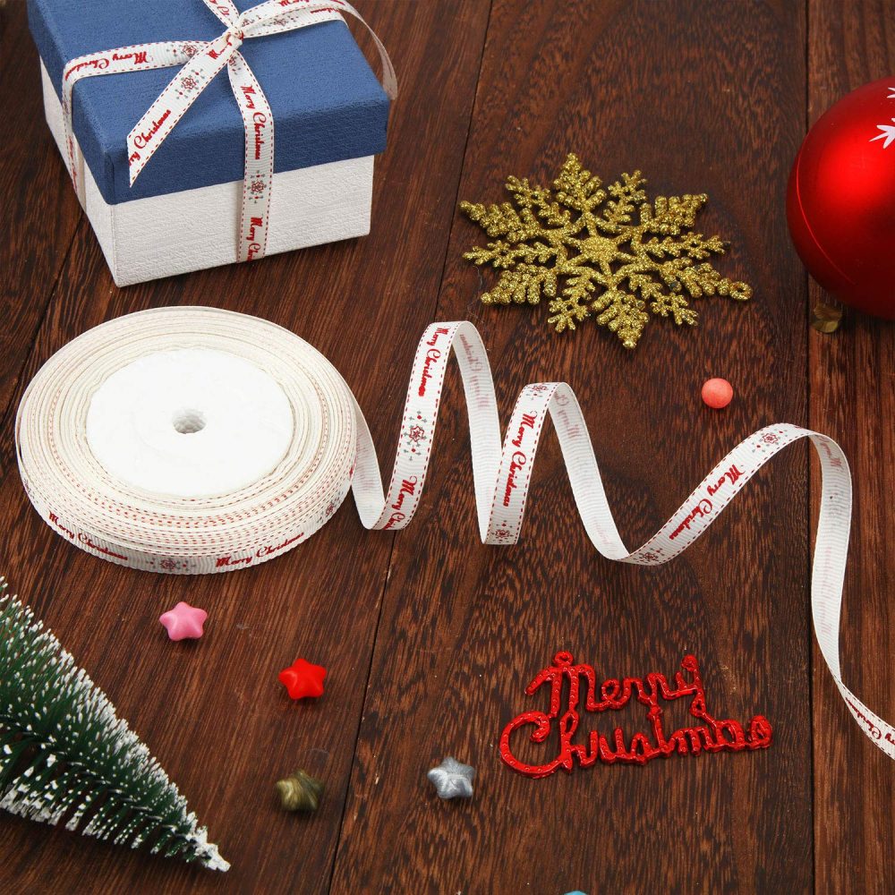 65 Feet Christmas Grosgrain Ribbon Merry Christmas Ribbon Gift Wrapping Ribbon for Christmas DIY Gifts, 10 mm Wide - Image 4