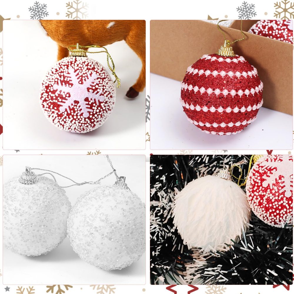 Christmas baubles-16PCS 6cm Christmas ball,Red and white Christmas ornament,for Christmas tree decorations - Image 6