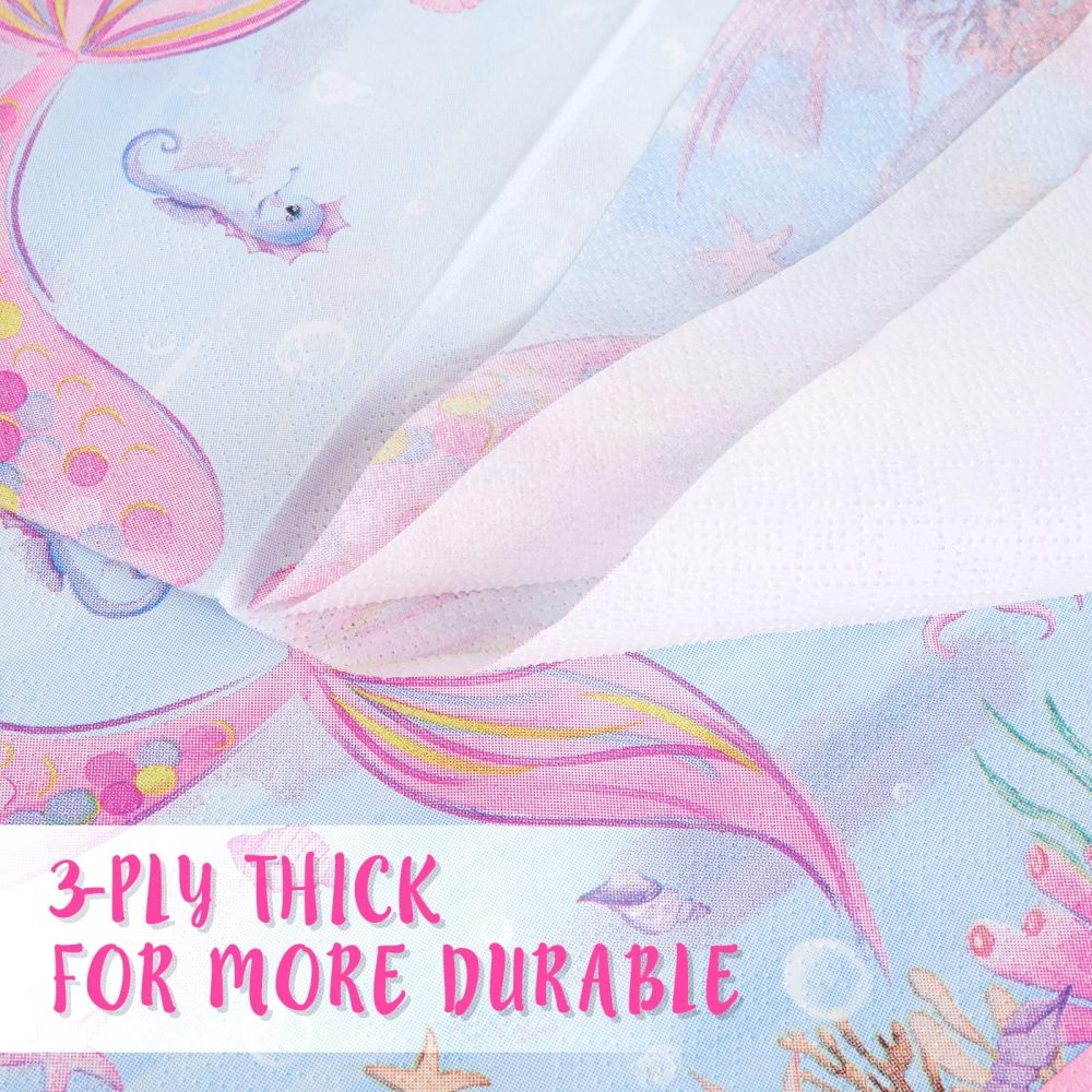 WERNNSAI 50PCS Mermaid Party Luncheon Napkins Watercolor Mermaid Party Supplies Disposable Little Mermaid Dessert Paper Napkins for Girls Kids Ocean Birthday Party Table Decorations - Image 4