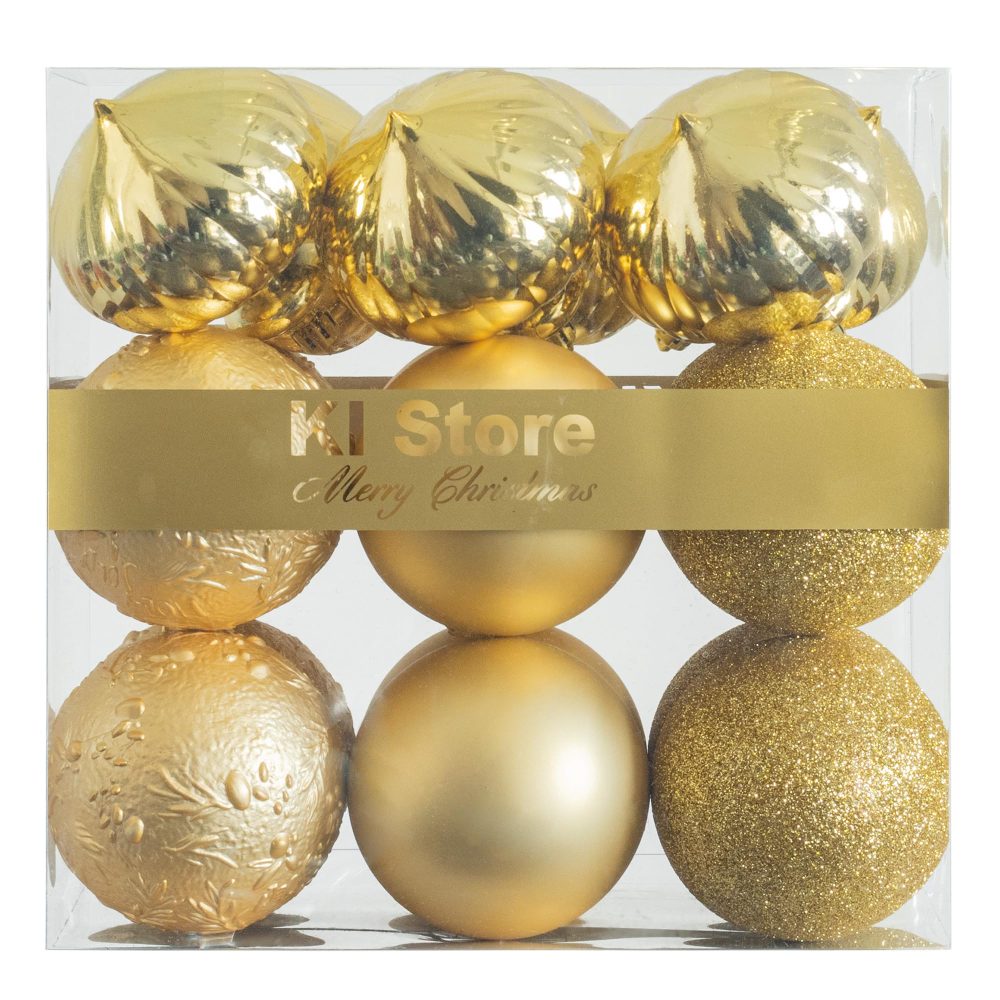 KI Store Gold Christmas Baubles 80mm Christmas Tree Decoration Ornaments 18pcs Shatterproof Balls for Xmas Hanging Decorations Festival Holiday Decor