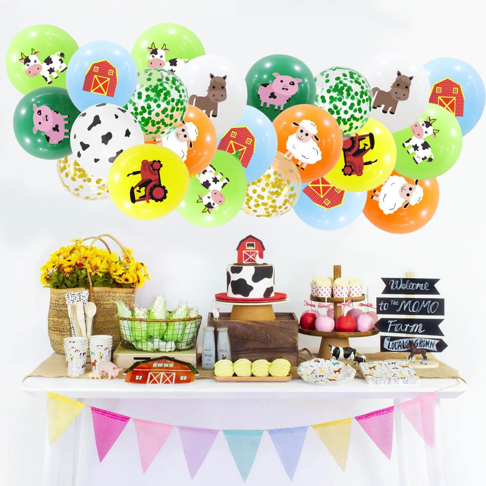 Farm Party Decorations Animal Balloons, 48pieces Farm Balloons Animal Themed Birthday Latex Balloons Cow Sheep House Pig Donkey Balloons for Kids Farm Birthday Party Supplies - Image 3