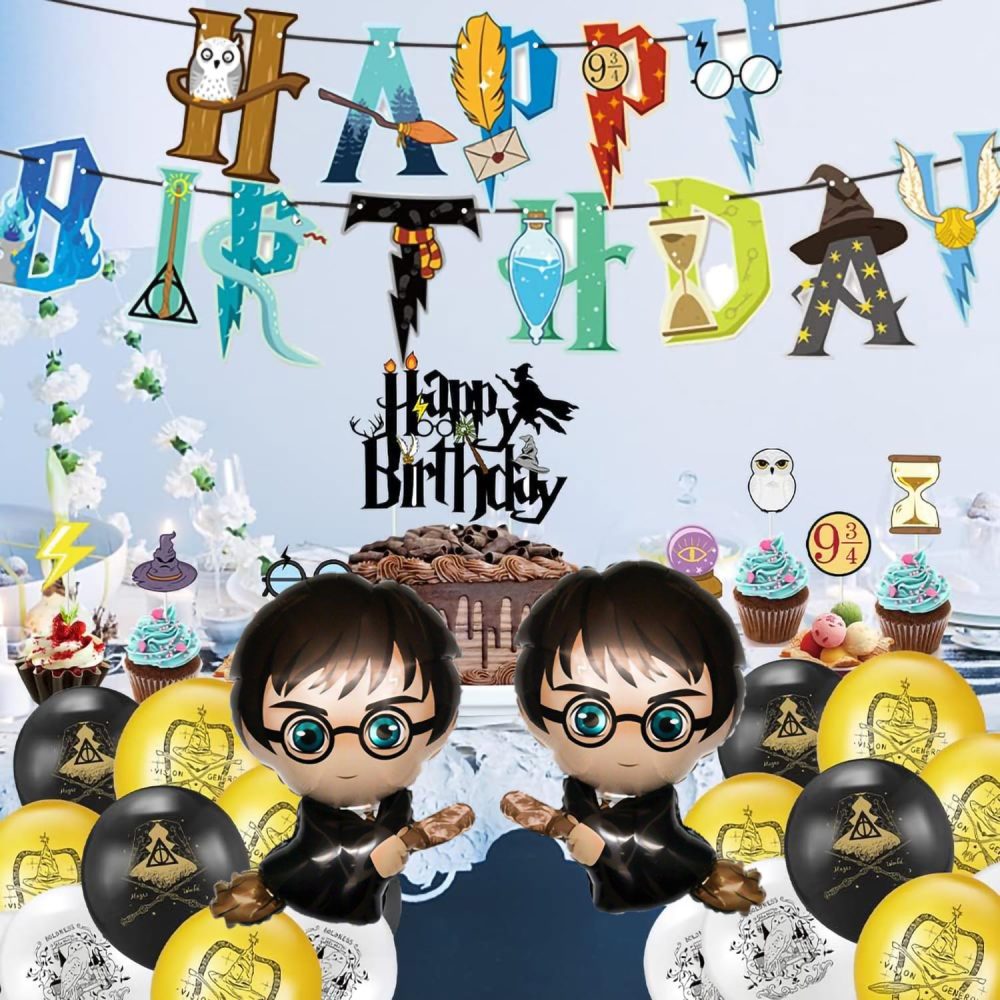 Harry Birthday Party Decorations,Party Supplies Wizard Potter Set -Magical Decoration with Banner, Balloons, Cake Cupcake Topper for Magic Wizard School Fans Birthday Party Favors - Image 5
