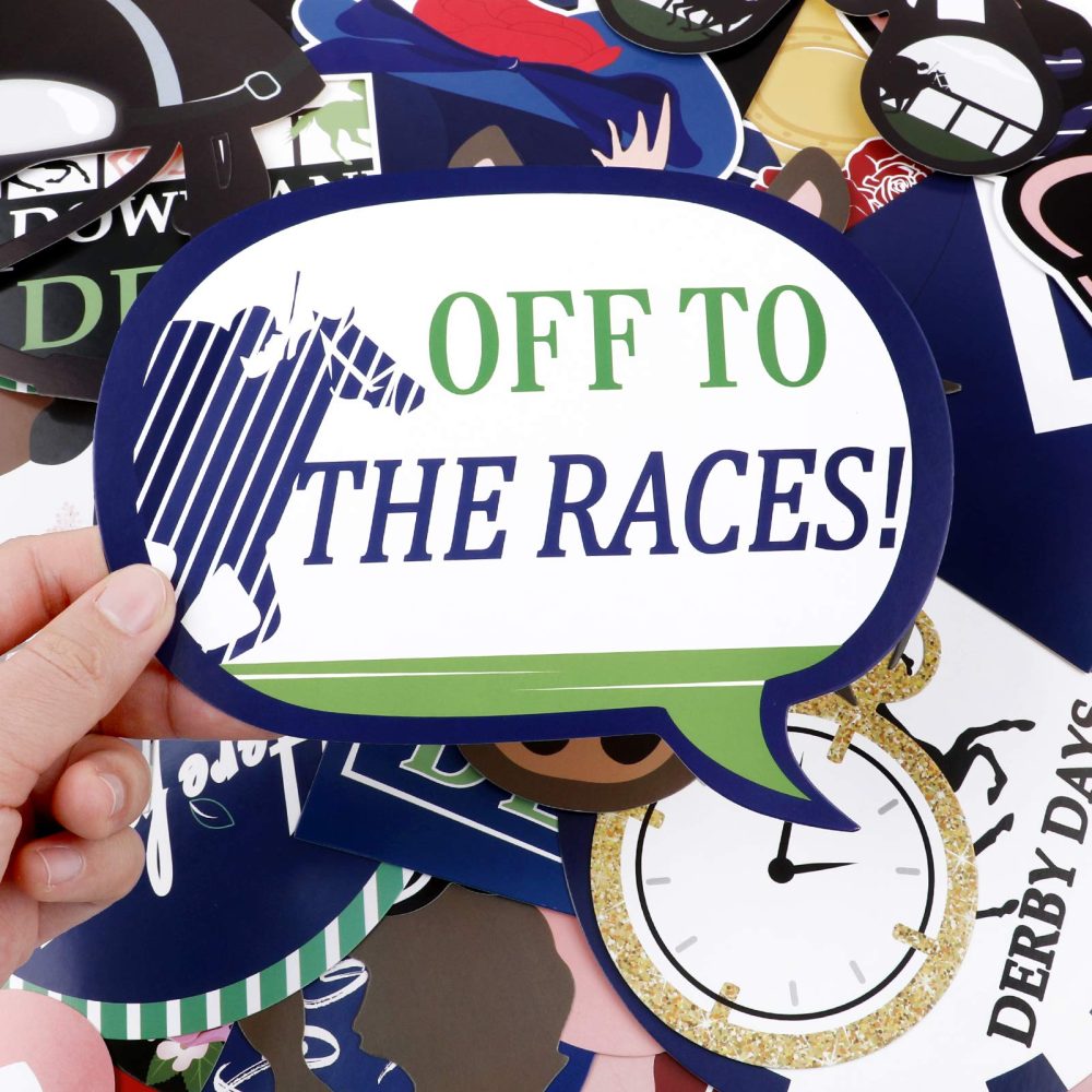Qpout 35 Pack Horse Race Party Photo Booth Props,Party Horse Race Grand National Decoration Photo Props, Horse Race Party Favour Photography Backdrop Decoration - Image 4