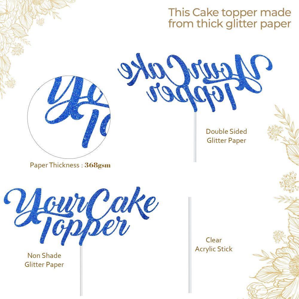 Personalize Pro Frozen Elsa, Snowflake Design Glitter Cake Topper | Custom with Any Age & Name Cupcake Picks for Birthday Party Cake Decoration Supplies | Happy Birthday Cake Topper - Baby Blue - Image 6