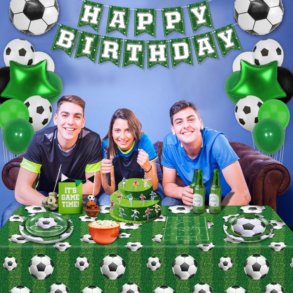 123 Pcs Football Party Supplies Football Party Decorations Sports Theme Birthday Decor Football Birthday Party Supplies Football Theme Tableware Set - Plates, Napkins, Tablecloths, Banner Serves 40 - Image 7