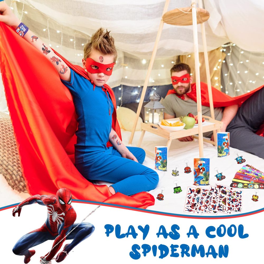 40 Pcs Spiderman Supplies for Kids Party Bag Fillers, Slap Bracelets, Keychains, Luminous Tattoos, Random Bags, Party Favors Birthday Gift School Classroom Rewards Lucky Dip Prize Party for Boys Girls - Image 3