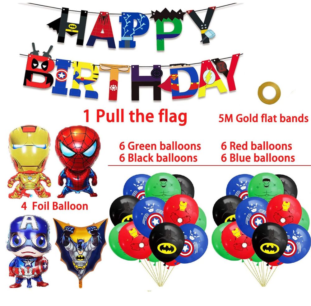 Superhero Birthday Party Decorations Birthday Party Decorations Happy Birthday Banner Super hero Foil Balloons for Kid's Superhero Themem Party Decor Supplies - Image 3
