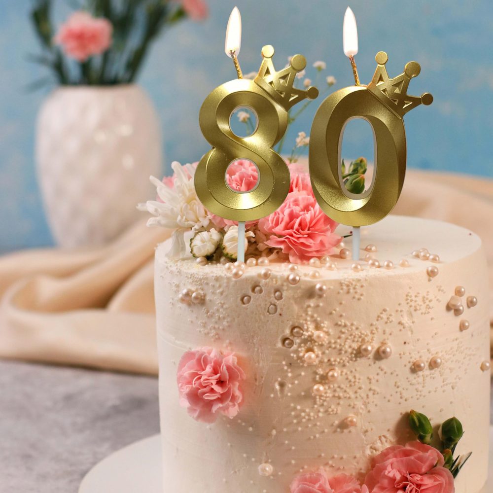 2 Piece Gold Birthday Candles Number 80 Candle is Perfect for The 80th Birthday Decorations, Number Candles for Cakes is Perfect Candles (Gold, 80) - Image 2