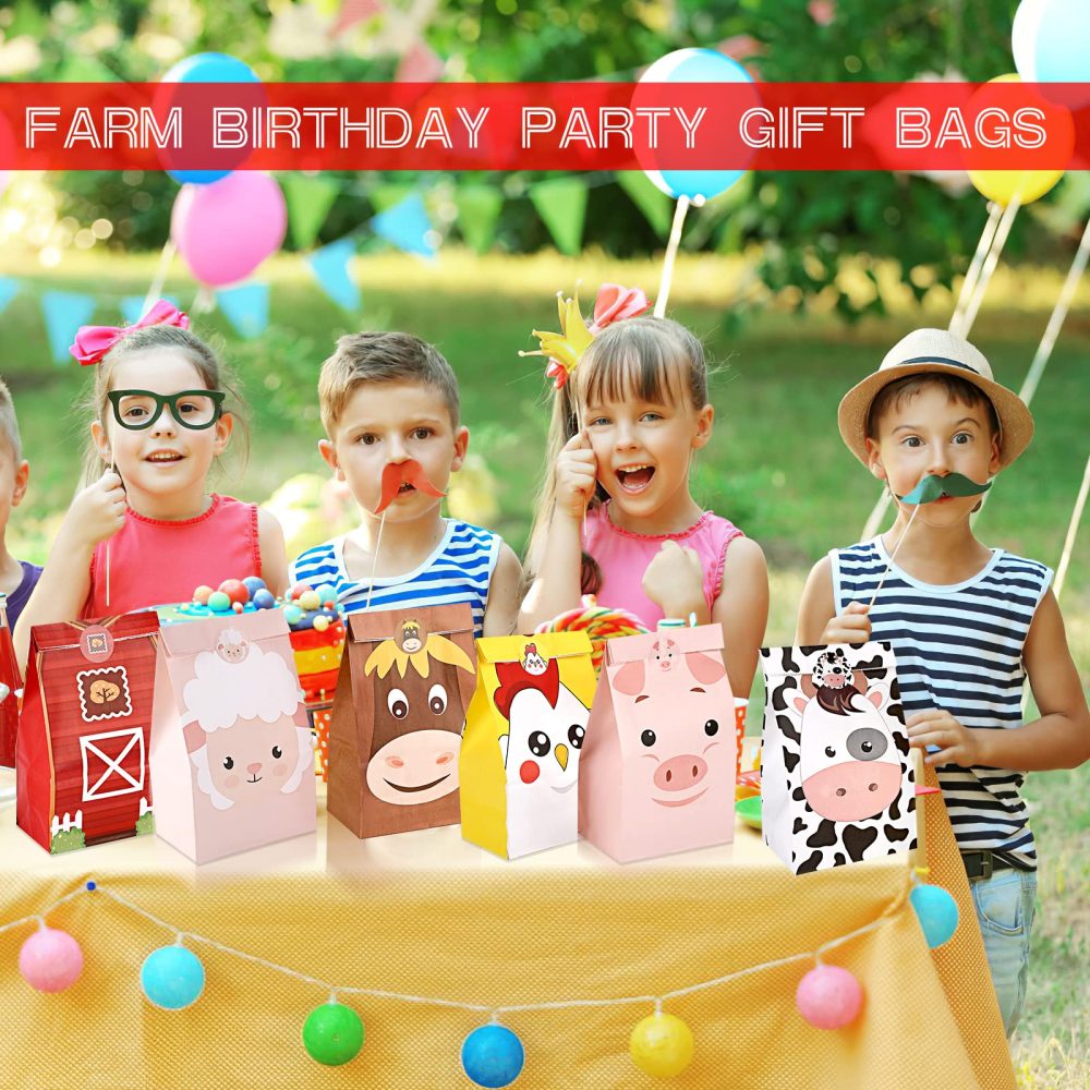 Prasacco 18 Pieces Farm Candy Bags, Farm Birthday Party Supplies Kids Goodie Bags for Birthday Party Cute Animal Candy Treat Bags for Boys Girls Birthday Baby Shower Party Supplies - Image 4
