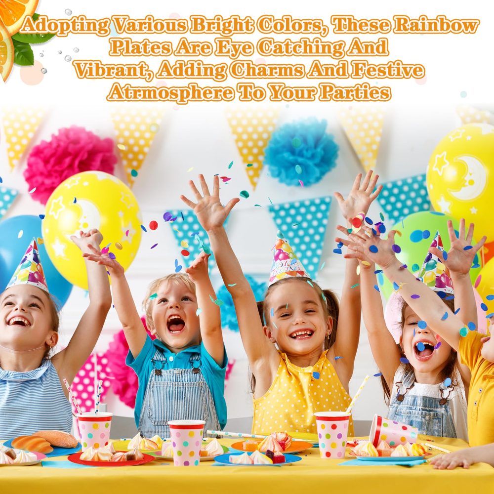 Opopark 40 Pack Colorful Paper Plates,6in Round Party Tableware Plates Disposable Paper Dinner Plates Birthday Party Supplies for Kids Birthday Party Barbecue Wedding - Image 4