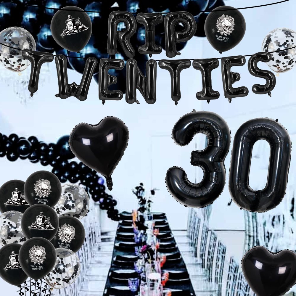Rip 20s Birthday Decorations - Death to My 20s Decorations Set Includes Sash Cake Topper Confetti Rip to My 20s Balloons Death to My 20s Party Supplies 30th Birthday Decorations - Image 4