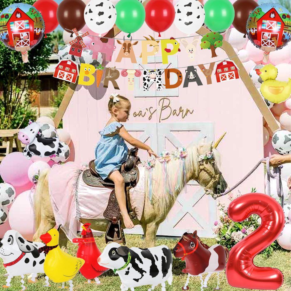 Farm Party Decorations Walking Animals - Animal Birthday Supplies Walking Animals Balloon Cake Toppers Cupcake Toppers Birthday Banner for Farm Themed Birthday Decoration - Image 3