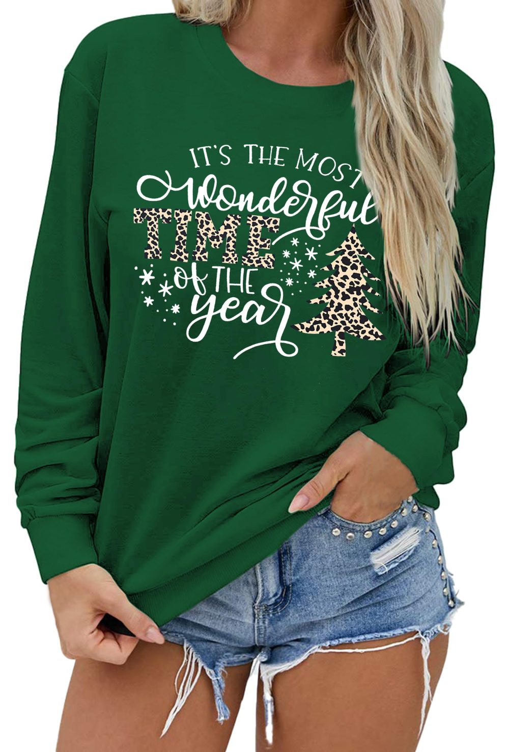 hohololo Christmas Sweatshirts Women Xmas Shirt Christmas Tree Graphics Pullover Holiday Long Sleeve Tops