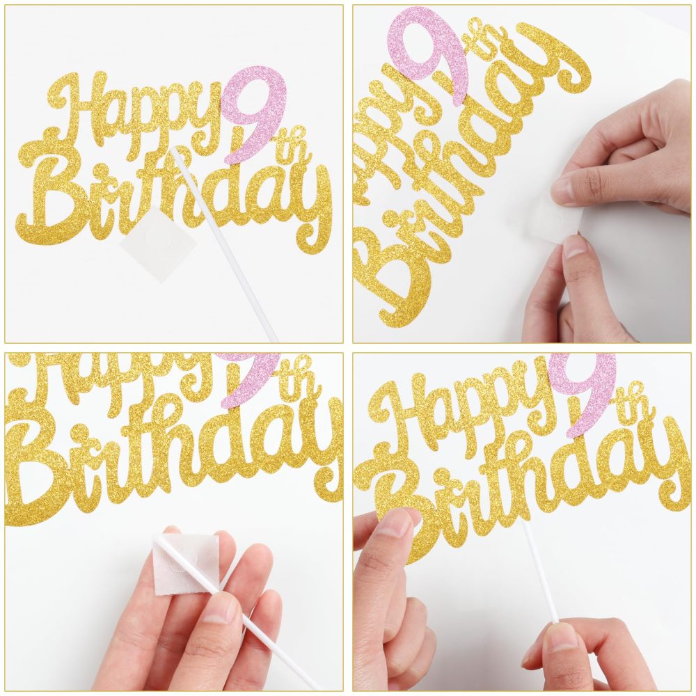 Gold Pink 30th Birthday Cake Topper, Girls 30th Birthday Decorations, Glitter Heart Stars Cake Toppers, Personalised Happy Birthday Cake Cupcake Toppers for Women Girls Baby Birthday Party Supplies - Image 6