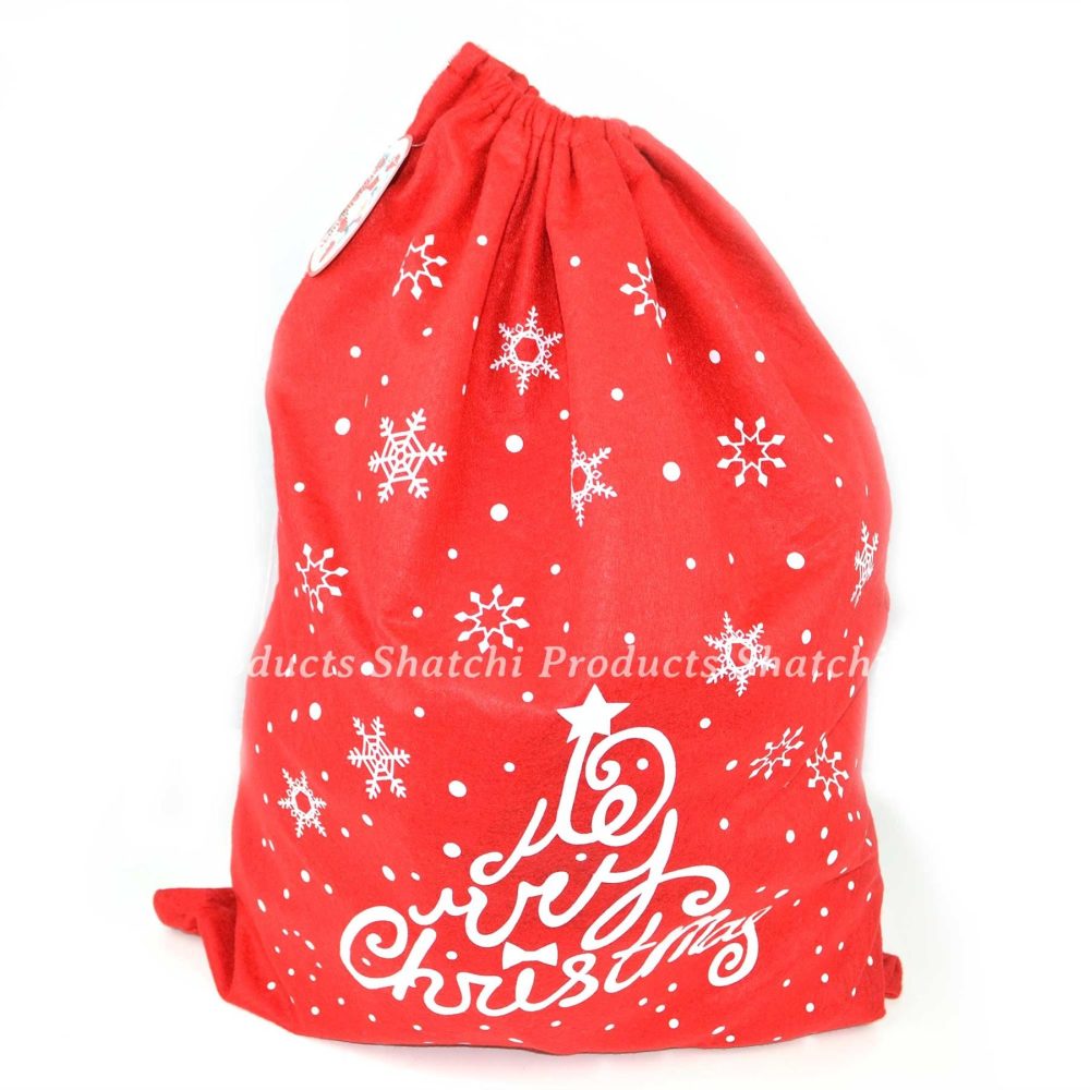 Large 50 x 60cm Felt Santa Sack Snowflake Stocking Xmas Gifts Presents Printed Bag Merry Christmas Novelty Accessory for Kids Adults - Image 2