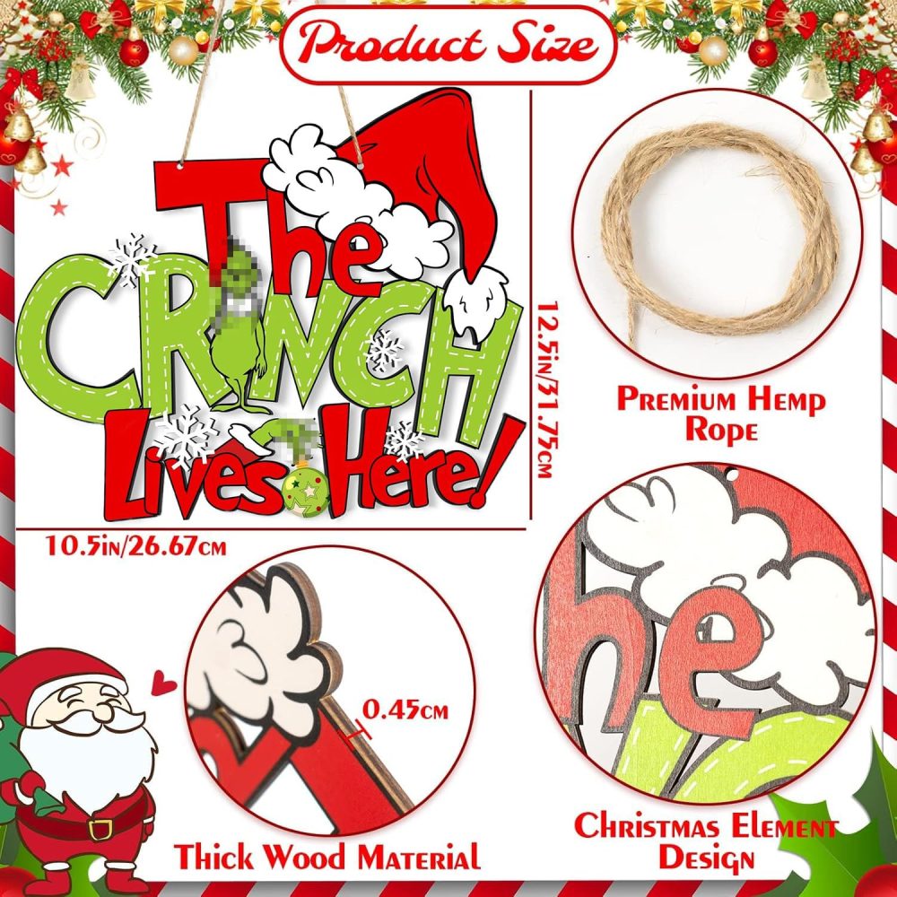 Christmas Decorations Hanging Sign - Christmas Wooden Door Sign Thief Stole Decor for Holiday Xmas Door Wall Tree Decorations Indoor Outdoor - Image 7