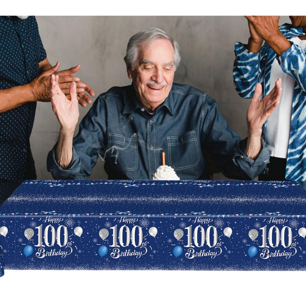 53Pcs Navy Blue and Sliver Happy 80th Birthday Party Tableware Set Plastic Table Cloth,Paper Plates Napkins 80th Birthday Table Decorations Disposable Tableware Kit for Man Men Him 80th Birthday Party - Image 2