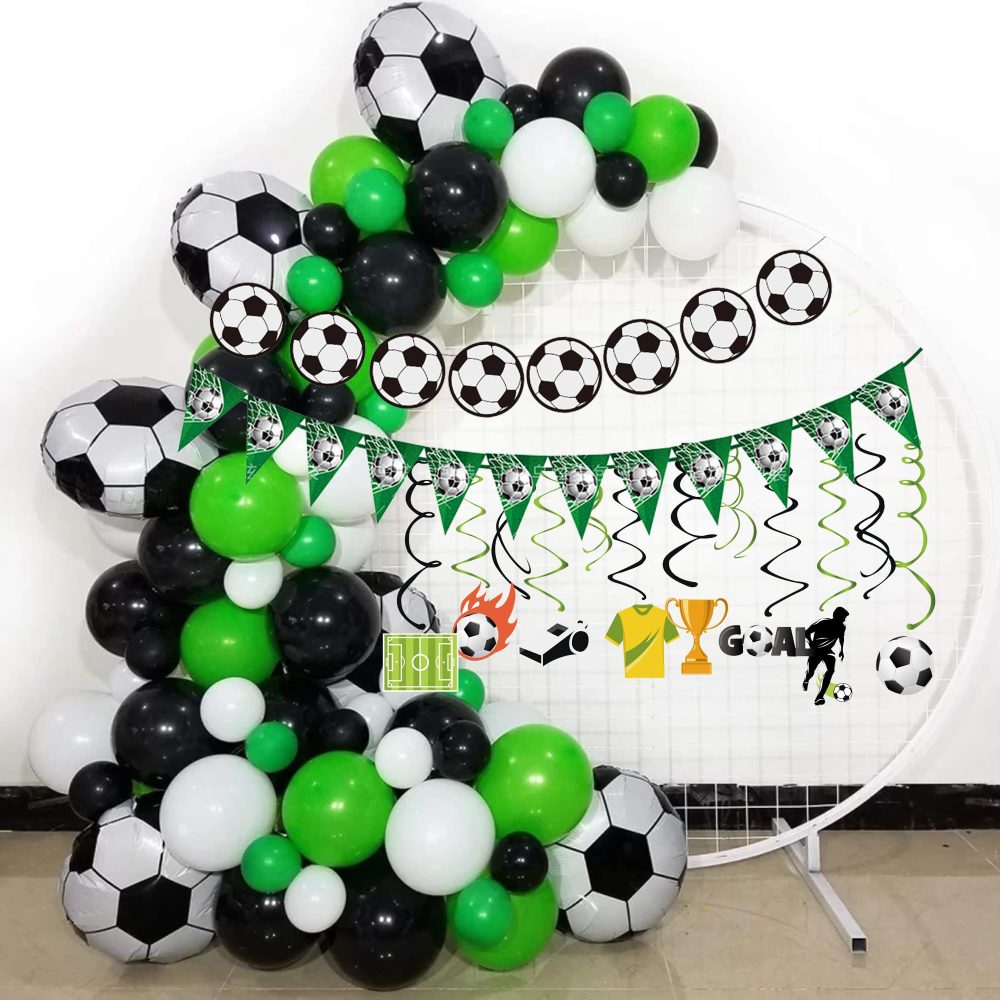 Football Hanging Swirl Party Decoration - 36 Pieces Football Party Decoration Football Banner Garlands Football Hanging Swirls Pattern Cards Soccer Bunting For Boys Kid Football Fans Birthday Party - Image 2