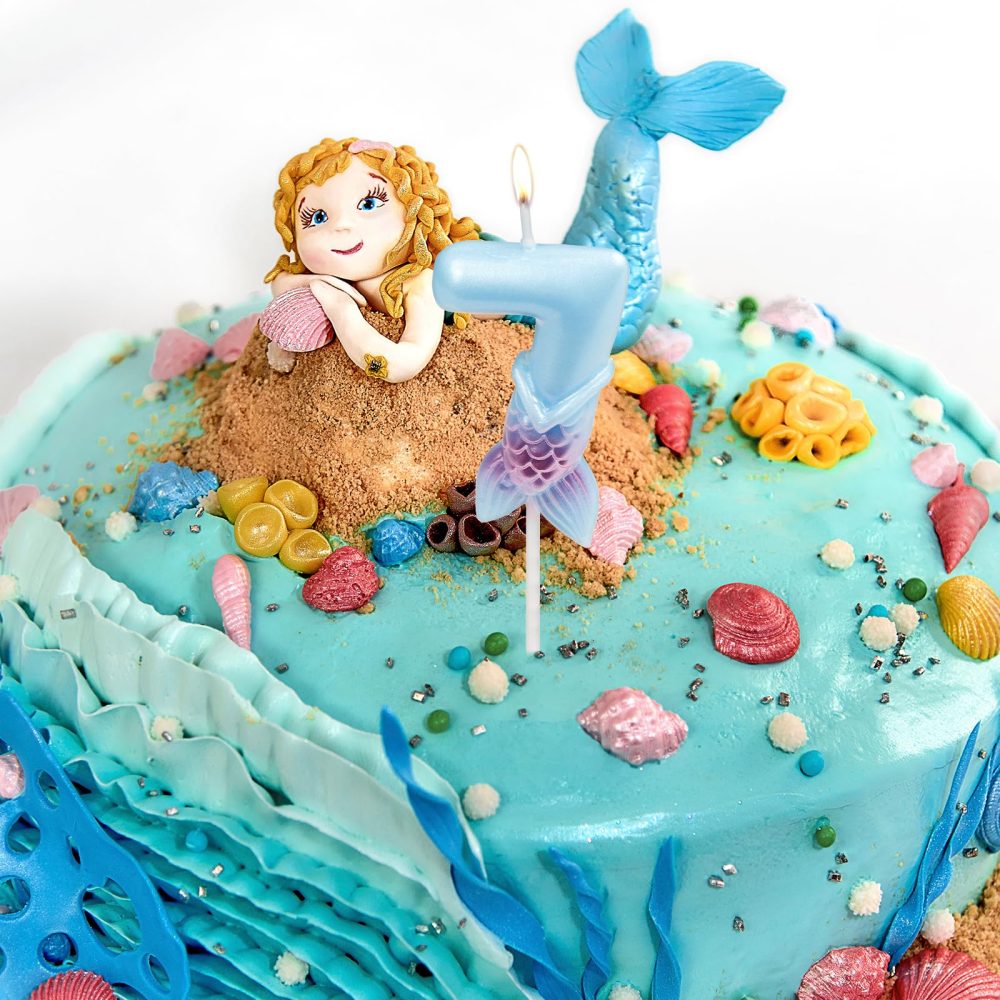 Yiran Blue Mermaid Birthday Candles for Cake with Mermaid Tail, Number 5 Candles, Blue Birthday Candles, Happy Birthday Candle, Cake Candles Cake Topper Decorations for Girls Mermaid Birthday Party - Image 3