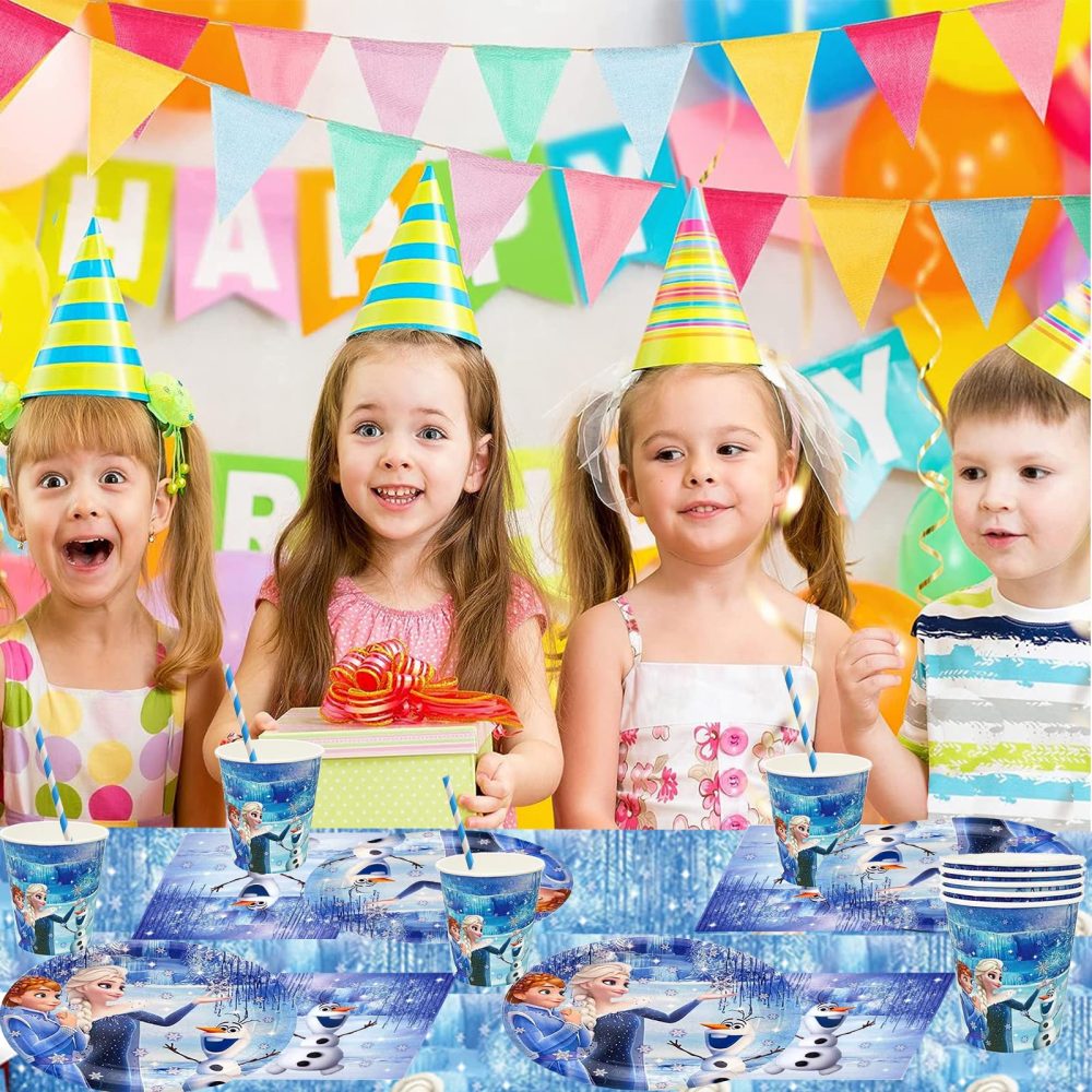 60 Pieces Frozen Birthday Decoration Party Tableware Set, Girls Frozen Birthday Decoration Tableware Party Accessories Supplies, Frozen Birthday Party Plates, Napkins, Cups for Girls Party Decoration - Image 3
