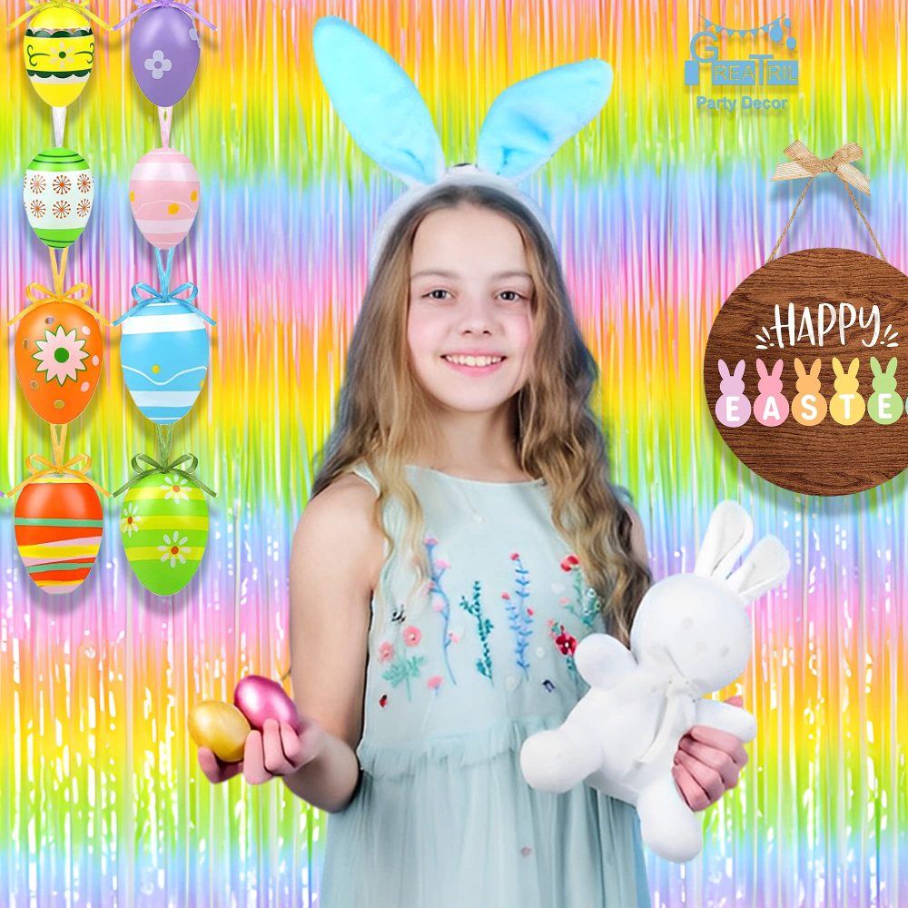 Pastel Rainbow Foil Fringe Curtain - GREATRIL Pastel Rainbow Backdrop Streamers for Kids Birthday/Classroom Decor/Unicorn/Princess/Halloween/Christmas Party Decorations (2 Pack) - Image 2