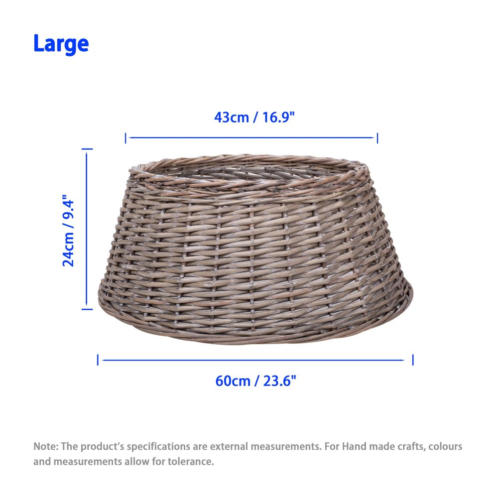 Natural Wicker Christmas Tree Skirt Xmas Stand Cover Xmas Decoration Basket (L) - Image 4