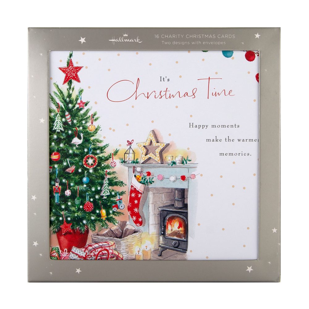 Hallmark Multipack Christmas Cards, Charity Cards, Pack of 16 in 2 Classic Lucy Cromwell Designs, Red Door, Christmas Tree - Image 2