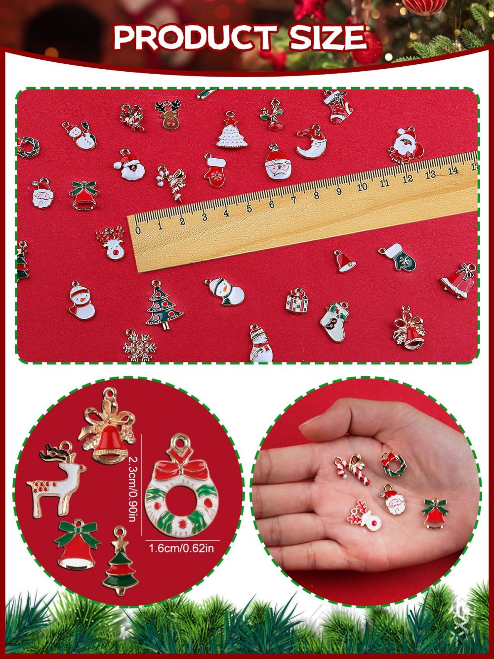 EBANKU 76Pcs Christmas Enamel Gold Charms for Jewelry Making, Assorted Gold Charms for Christmas DIY Necklace Bracelet Earrings Making Crafting Decoration - Image 2