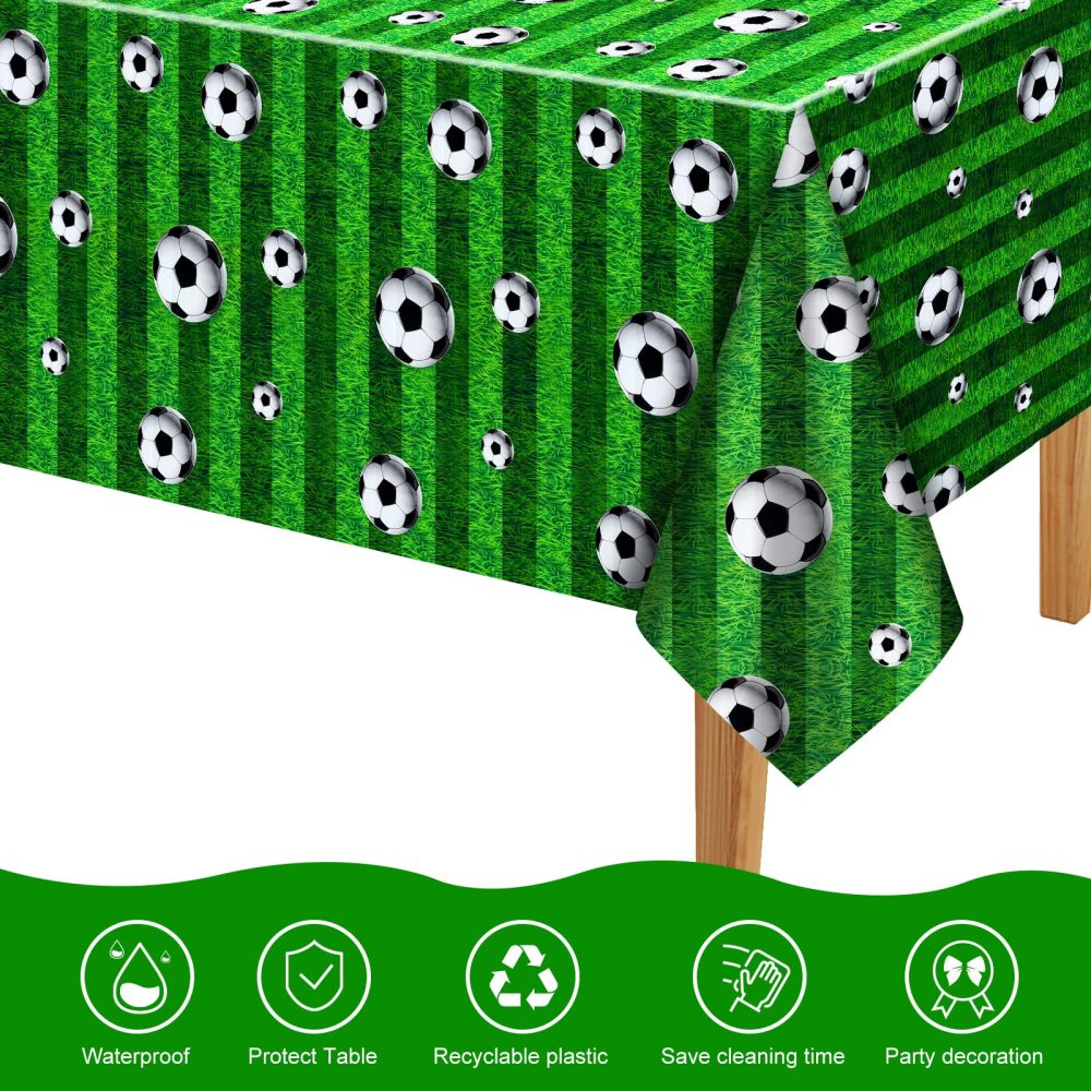 ASTARON 2 pcs Football Table Cloth 137 * 274cm, Soccer Ball Pattern Tablecloth Football Table Covers for Football Events Football Party Decorations for Boys Birthday Soccer Party Supplies - Image 6