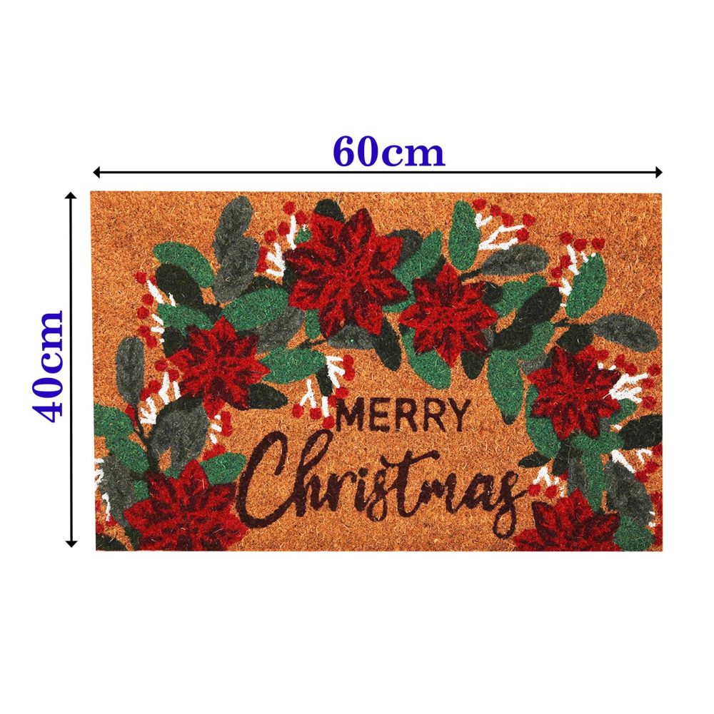 Roseley Christmas Doormat 40 x 60cm Natural Coir Coconut Runners Decorative Welcoming Xmas Mat Home Office Entrance Hallway [Merry Christmas01] - Image 2