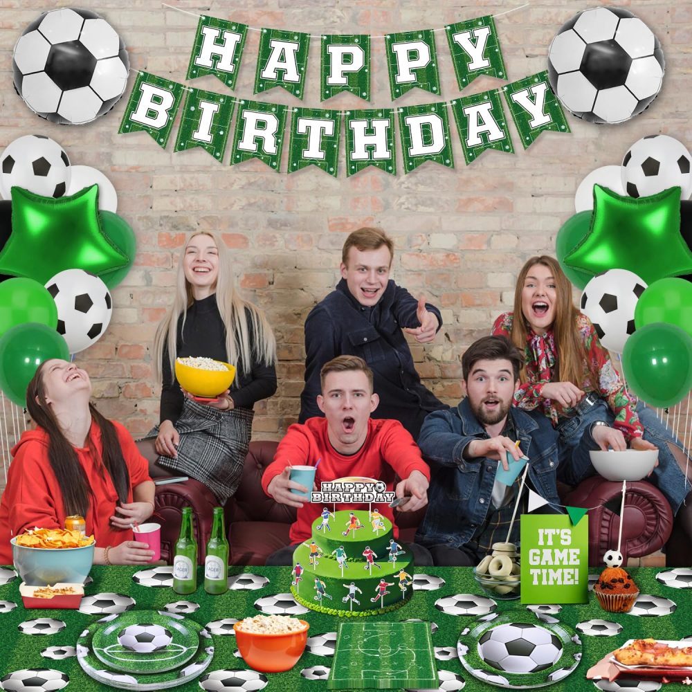 123 Pcs Football Party Supplies Football Party Decorations Sports Theme Birthday Decor Football Birthday Party Supplies Football Theme Tableware Set - Plates, Napkins, Tablecloths, Banner Serves 40 - Image 8