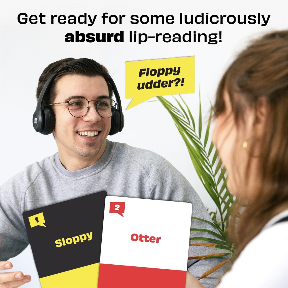 Sorry What - Hilarious Terrible Lip Reading Adult Card Game - Based On The Headphone Challenge TikTok Trend - 2+ Players 40,000 Funny Word Phrase Combinations - Party Game for Adults, Birthday Gifts - Image 2