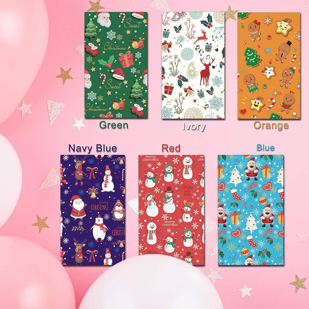 30 Pcs Christmas Paper Bags,Flat Bottom Party Bags,6 Christmas Elements Themed Design with 30 Pcs Stickers for Xmas Party, Birthday and Classroom - Image 5