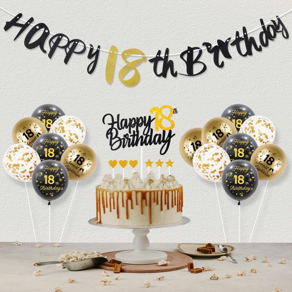 30th Birthday Decorations for Him,Black Gold Birthday Decoration Kit Incloud 10 Pcs Black Gold Happy 30th Birthday Latex Confetti Balloons 30th Birthday Banners for Men Women 30th Birthday Supplies - Image 6