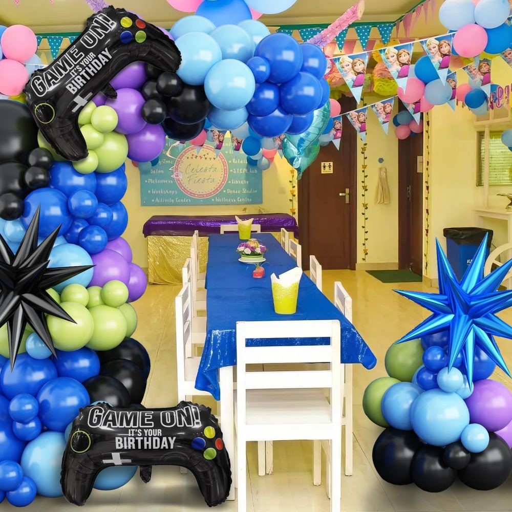 Video Game Balloon Arch Garland Kit, Blue Purple Green Black Party Balloons with 2Pcs Game Handle Foil Balloons for Video Game Theme Birthday Party Boys Gamer Night Decor - Image 2