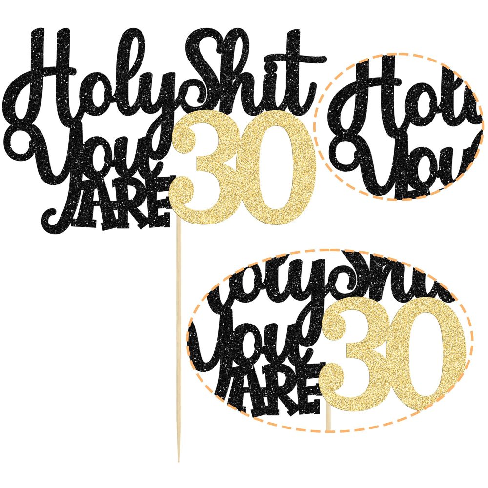 1Pc Holy Shit You are 30 Cake Topper Glitter Funny 30th Birthday Cake Pick for Happy 30th Cheers to 30 Years Old Birthday Party Cake Decorations Supplies - Image 6