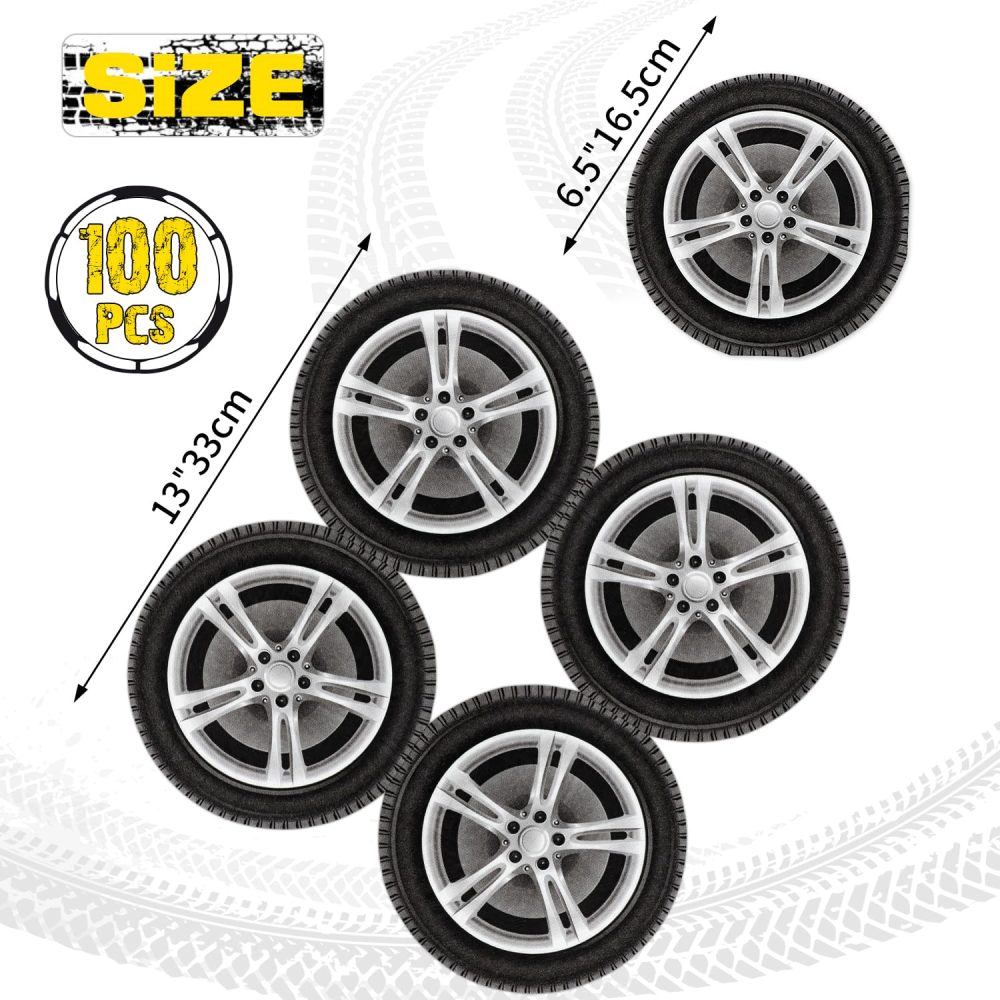 100 Pcs Tire Napkins, Race Car Party Supplies, Two Fast Party Decorations, Wheel Paper Napkins for Race Car Themed Birthday Party, Fast One Party, Baby Shower - Image 7