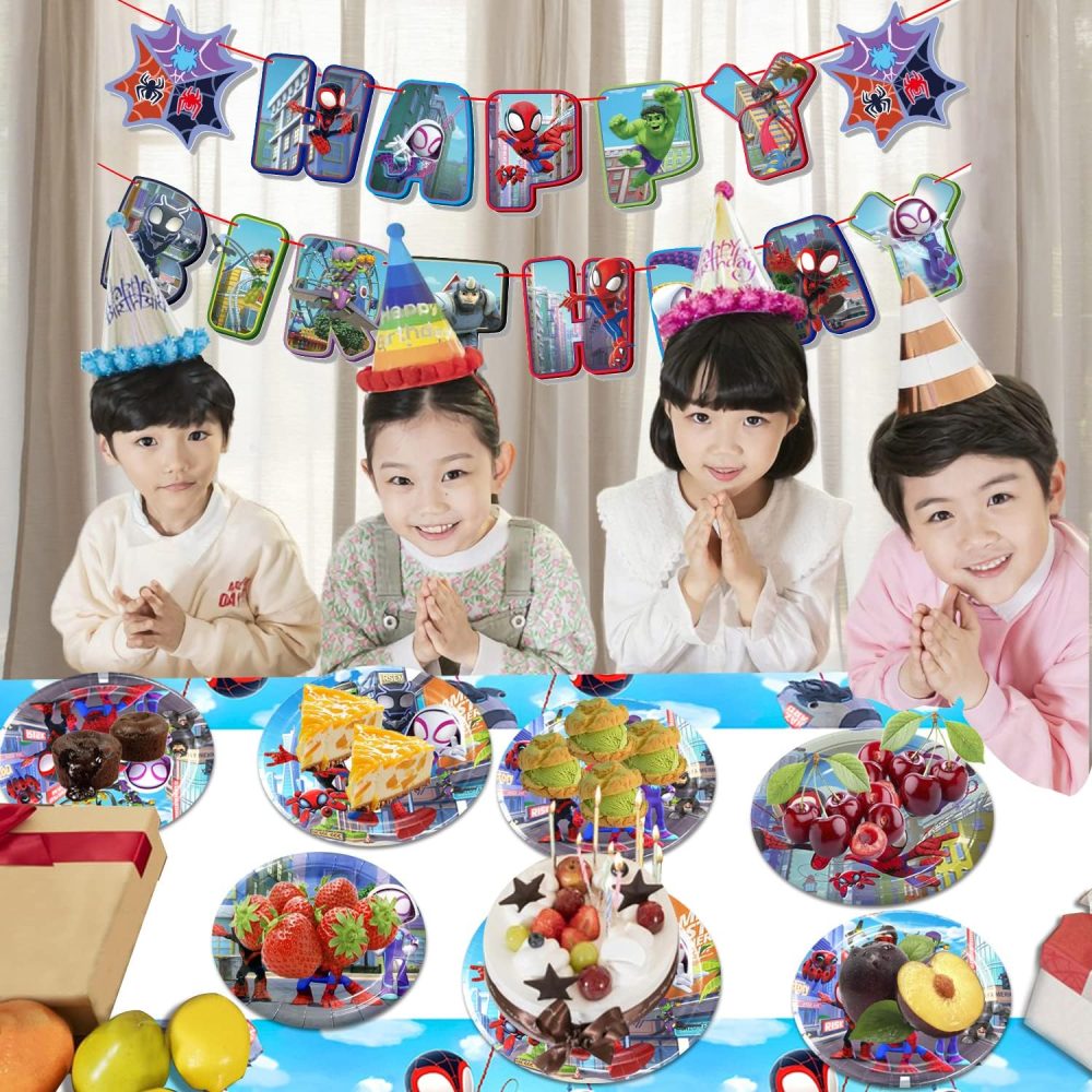 POPOYU 2Pcs Spidey Party Tablecloth,Spidey Amazing Friends Party Table Cloth for Kids,108x180cm Plastic Spider Table Cover Party Table Decorations for Kids Boys Birthday Superhero Party Supplies - Image 4