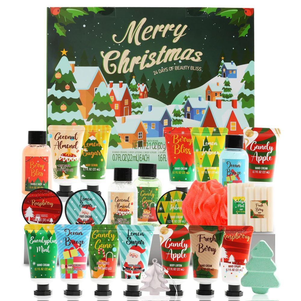 2024 Advent Calendar Christmas Gifts For Women, 24pc Spa Sets For Her, Hand &Foot Cream, Bubble Bath,Shower Gel, Body Lotion, Soap, Christmas Tree Bath Bomb, Christmas Countdown Calendar Gift Set