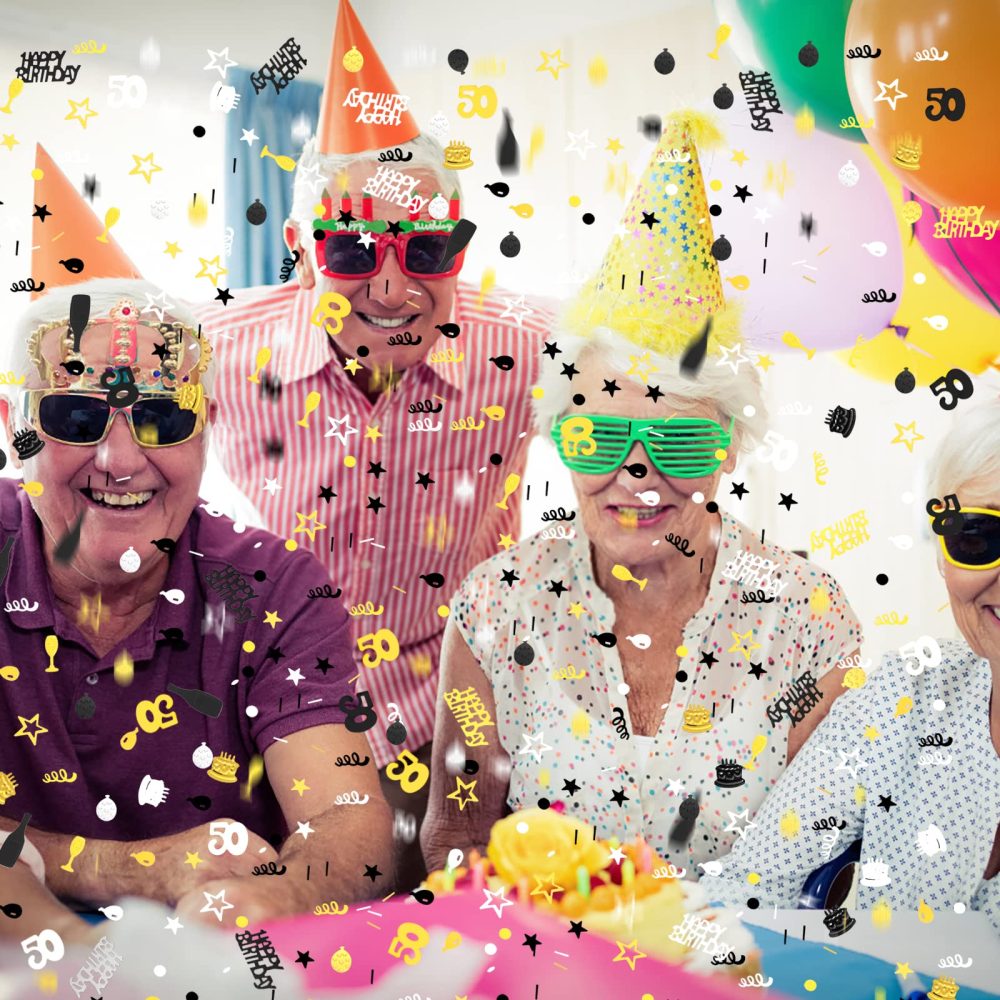 3000 Pieces Happy Birthday Confetti Number 50 Confetti Birthday Cake Confetti Table Scatter Confetti, Black Gold Silver Party Decorations Supplies for Birthday Anniversary (50th Style) - Image 4