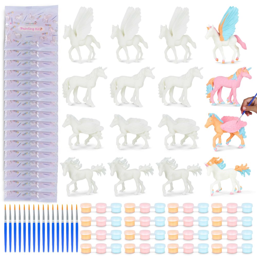 BONNYCO Unicorn Gifts for Girls, Unicorn Party Bag Fillers for Kids, Unicorns Painting Kit Pack 16 Party Bags, Stocking Fillers for Girls, Kids Party Favours, School Prizes, Pinata Toys