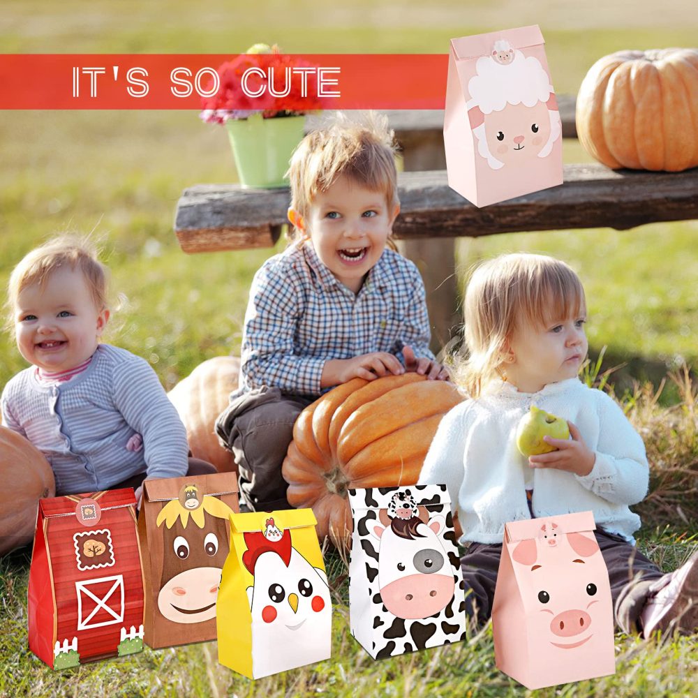 Prasacco 18 Pieces Farm Candy Bags, Farm Birthday Party Supplies Kids Goodie Bags for Birthday Party Cute Animal Candy Treat Bags for Boys Girls Birthday Baby Shower Party Supplies - Image 3