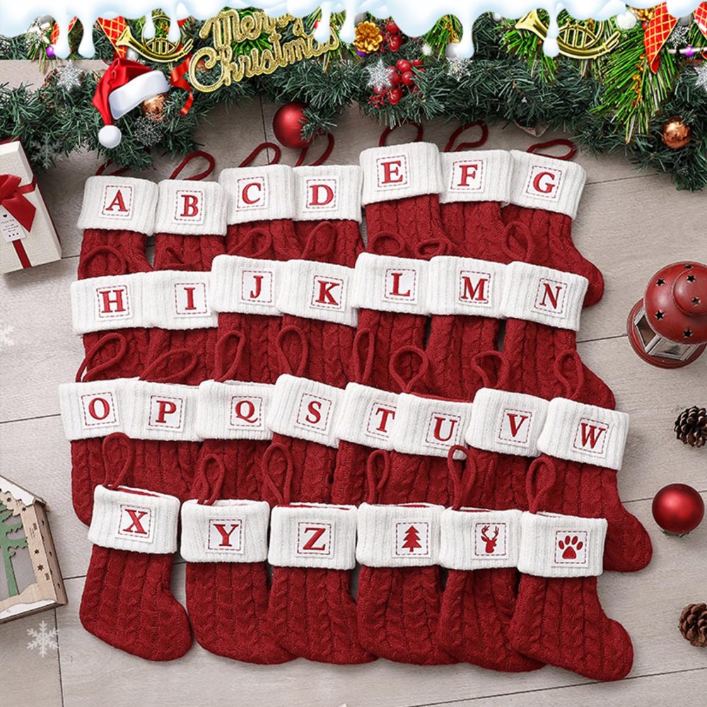 HOME'S FRIEND Monogram Christmas Stockings with Letters, Alphabet Decorations Stockings, Classic Personalized Stocking Decorations for Christmas Holiday Xmas Gift (A) - Image 2