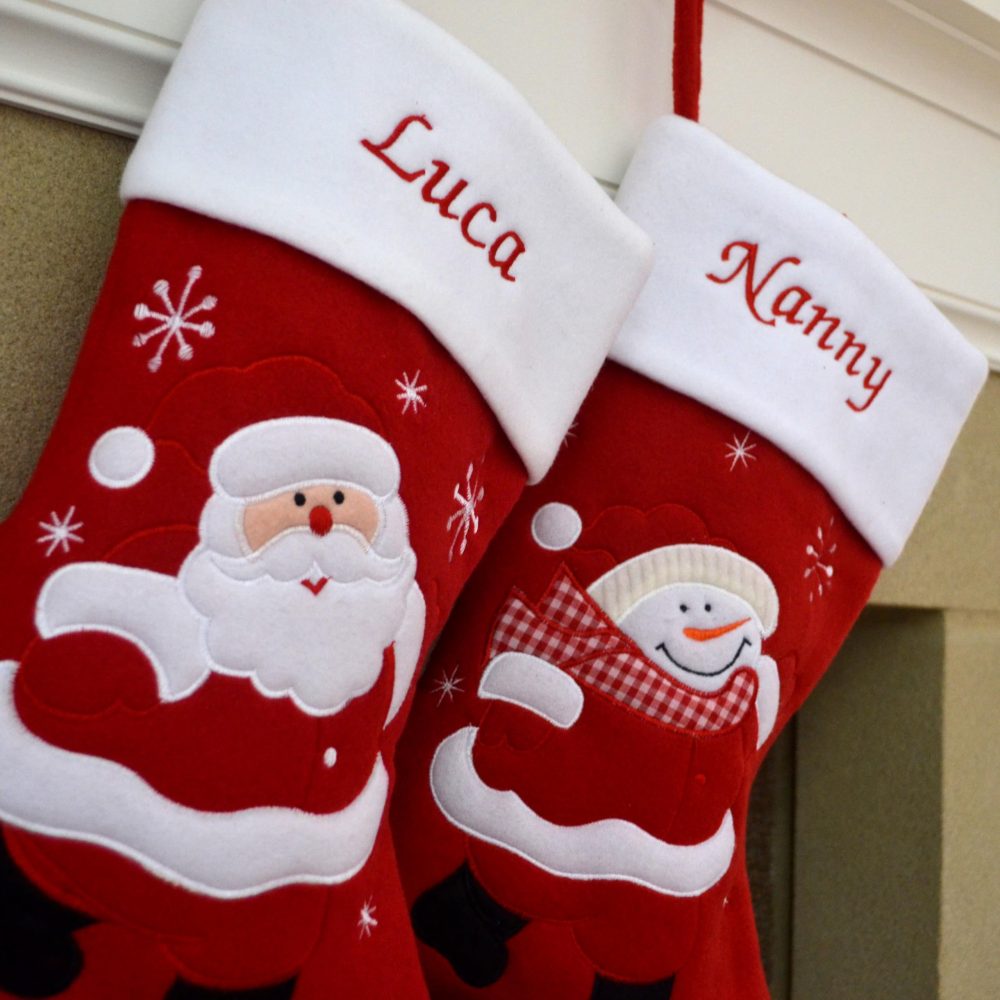 Always Personal Personalised Embroidered Red & White Classic Christmas Xmas Hanging Stockings - Santa or Snowman with Custom Name (Santa) - Image 3