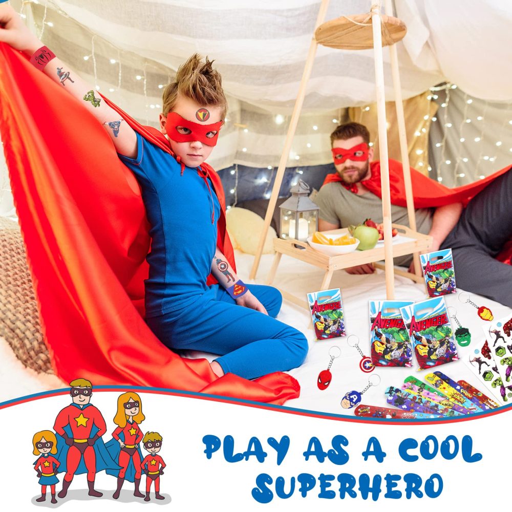 Cool Party Bag Fillers for Kids Boys Girls, 40Pcs Superhero Theme Assorted Toys Pinata Filler with Slap Bands Stickers Keychains Gift Bags Lucky Dip Prize Party Favours for Birthday Gift Halloween - Image 3