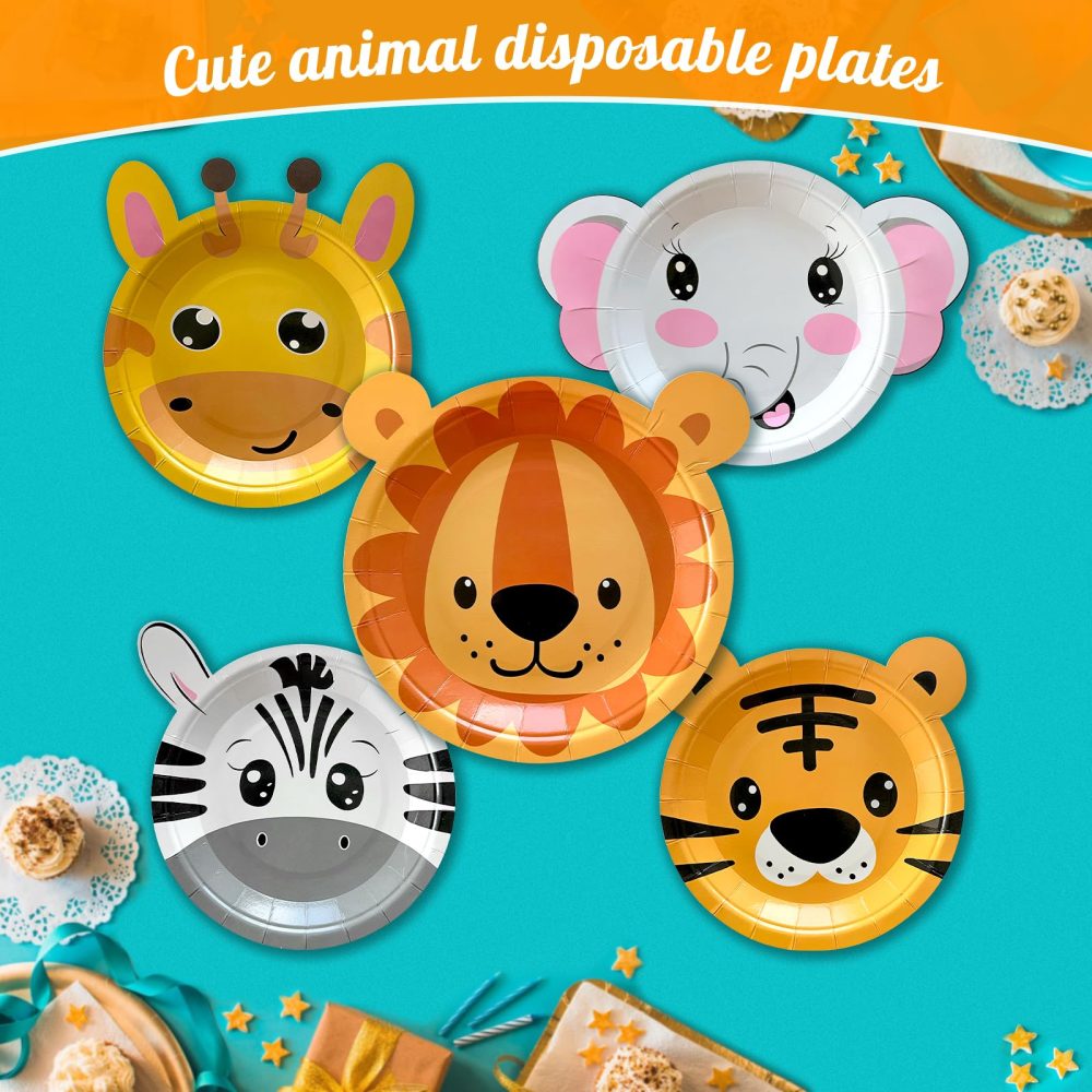 YumSur Jungle Safari Theme Party Plates,60Pcs Disposable Paper Plates Safari Party Decorations Kids Birthday Party Supplies Animal Tableware Decorations Baby Shower Plates Set - Image 5