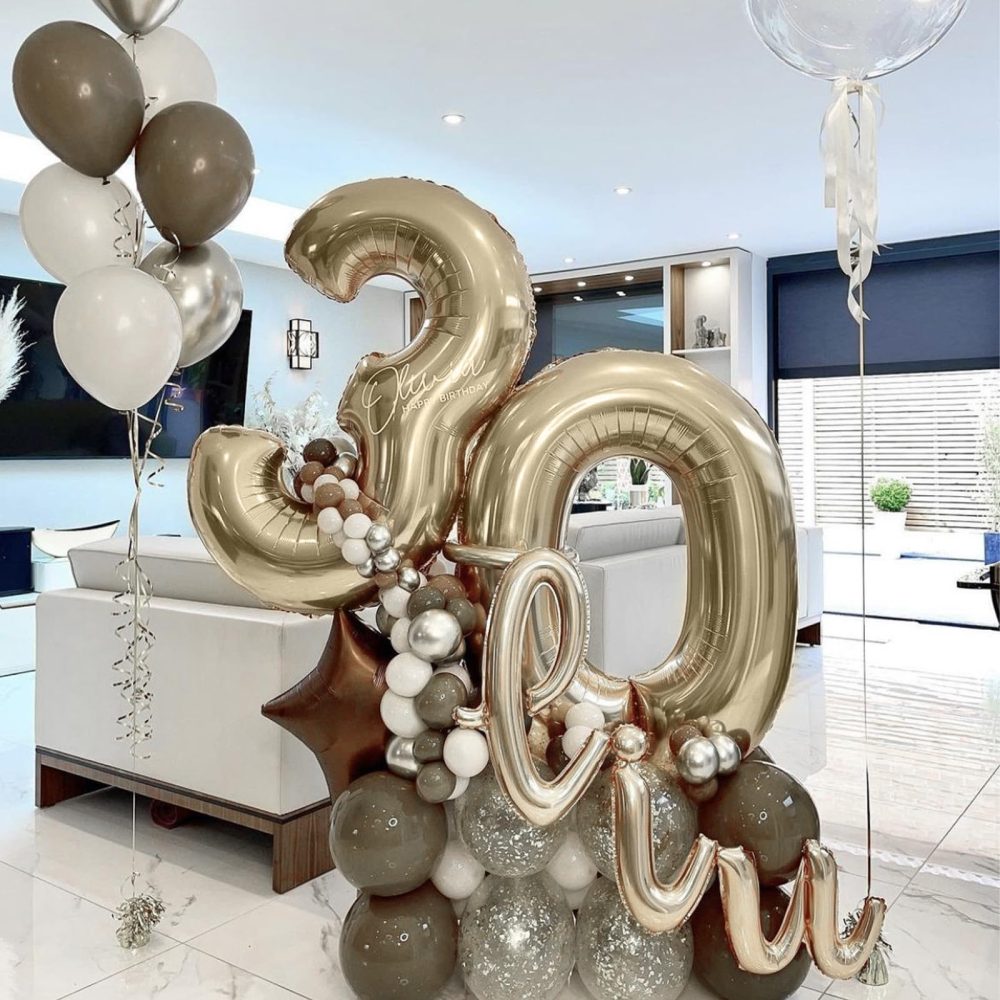 40 Inch Champage Gold 30 Number Balloons, Light Gold 3 & 0 Mylar Foil Large Balloons,30 Big Digit Number Balloon for men women 30th Birthday Anniversary Decorations Graduation Party Supplies - Image 5