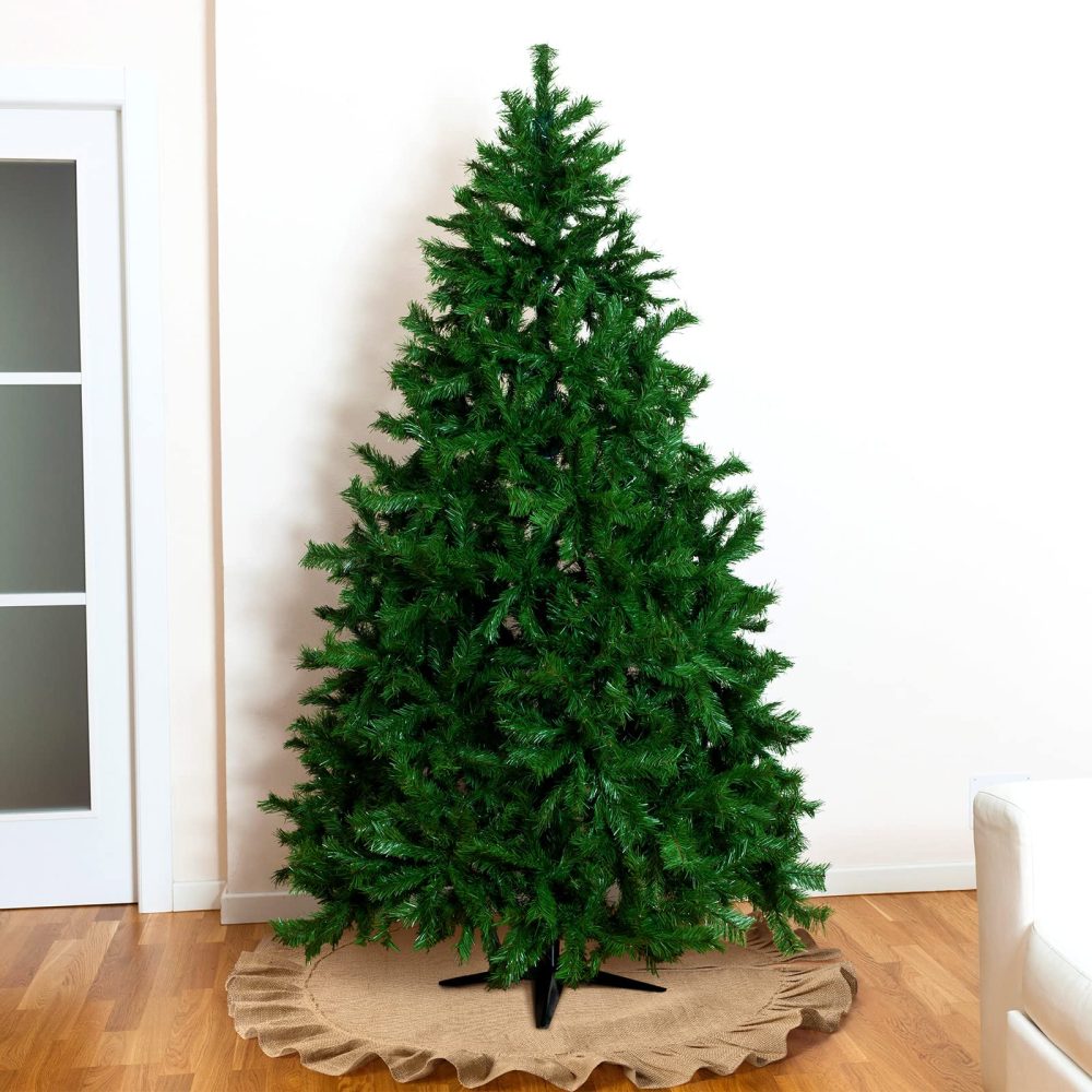 Sinmoe Christmas Tree Skirt Linen Burlap Tree Skirt for Christmas Tree Decorations Ruffled Trim for Party Winter Fall Decor Kitchen Home Farmhouse Craft Holiday Decorations (47 Inch) - Image 2
