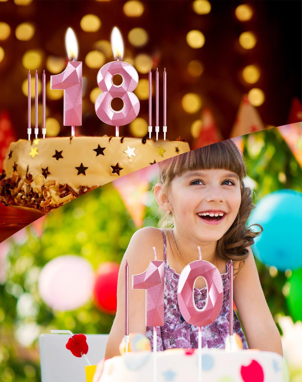 Girls Pink 18th Birthday Candles Set, Number 18 Candle with Girls Pink Long Candles, Birthday Candles for Cake, Birthday Candle, Cake Candles Cake Topper Decorations for Women Birthday Party Wedding - Image 4